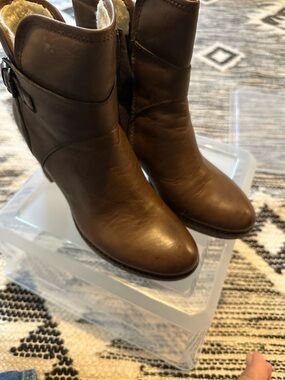 Manas Brown Leather Ankle Boots with Shearling Lining size 38. Never worn